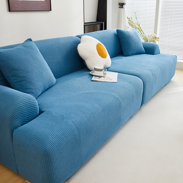 丝绮鹿  2025新款玉米粒沙发套 西湖蓝