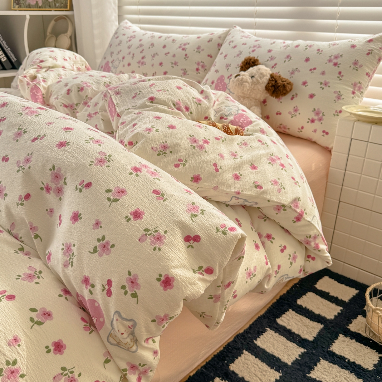 91家纺网 家纺一手货源 找家纺 （总）繁花2025新款学生季第二波木棉水洗棉四件套三件套跑量款