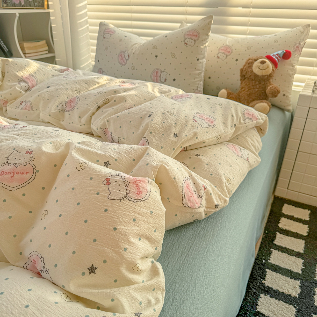 91家纺网 家纺一手货源 找家纺 （总）繁花2025新款学生季第二波木棉水洗棉四件套三件套跑量款