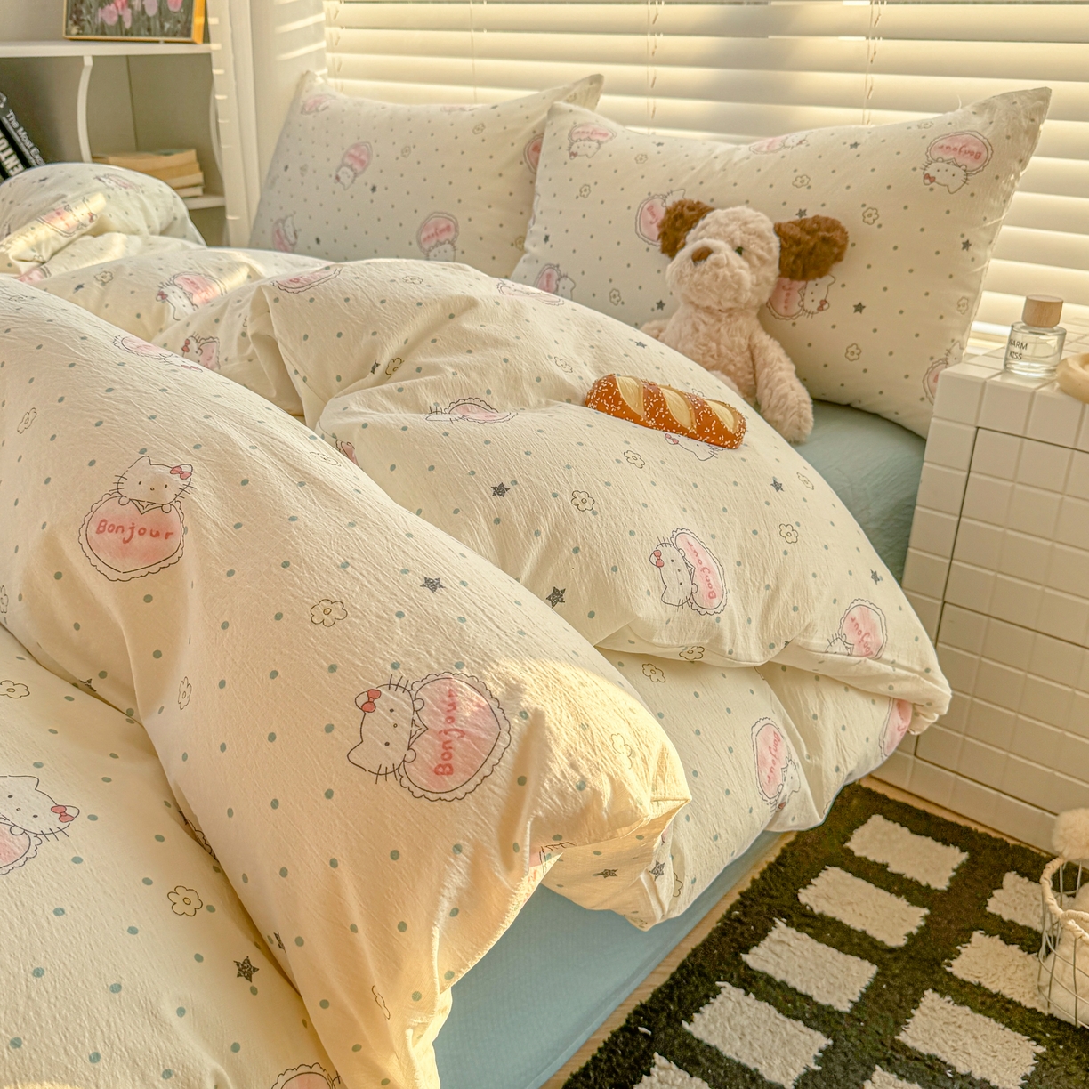 91家纺网 家纺一手货源 找家纺 （总）繁花2025新款学生季第二波木棉水洗棉四件套三件套跑量款