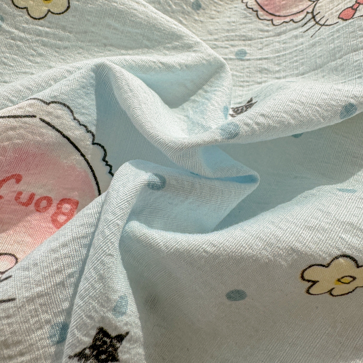 91家纺网 家纺一手货源 找家纺 繁花2025新款学生季第二波木棉水洗棉四件套三件套跑量款 爱心喵-蓝