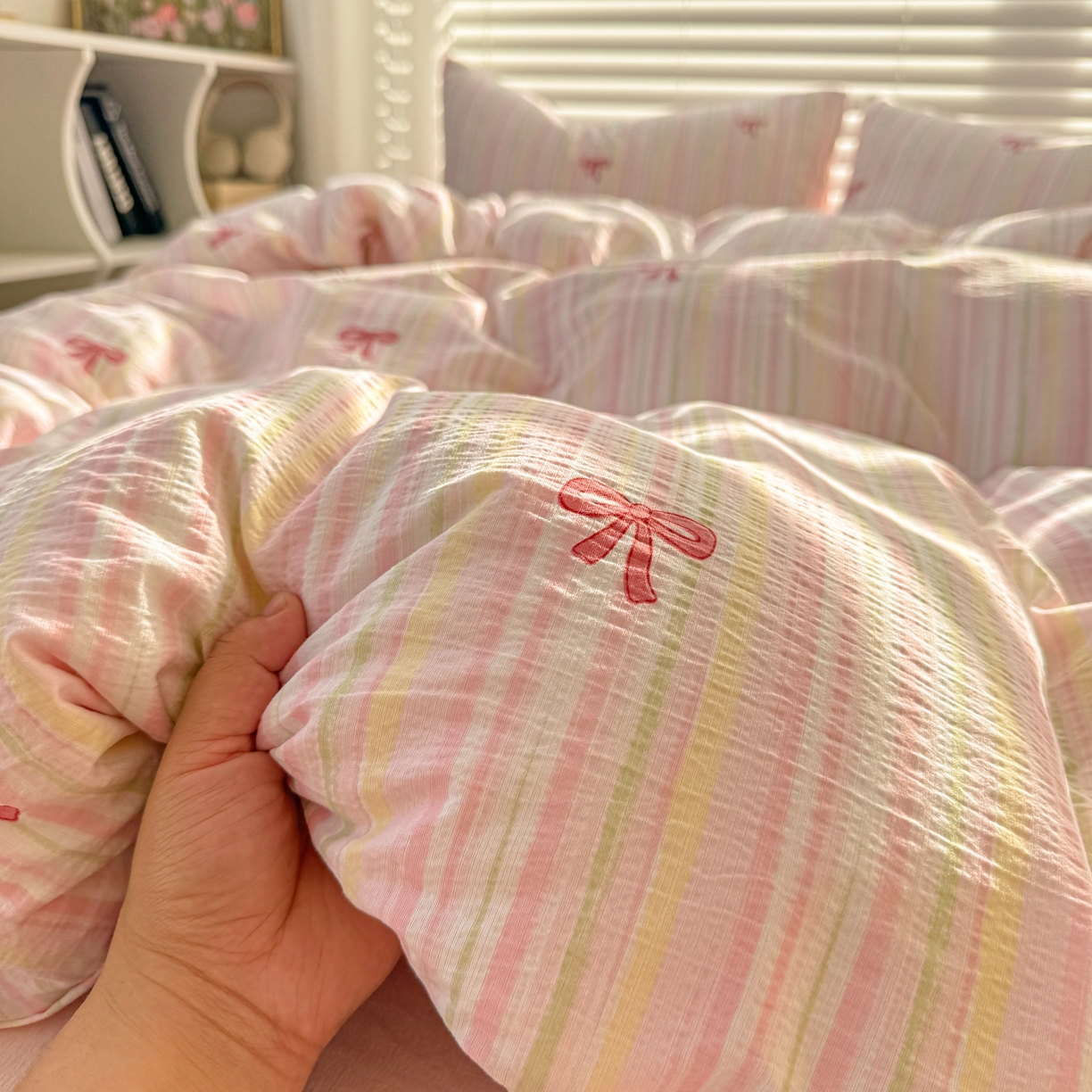 91家纺网 家纺一手货源 找家纺 繁花2025新款学生季第二波木棉水洗棉四件套三件套跑量款 粉黛佳人