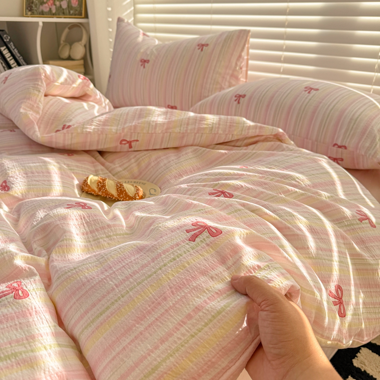 91家纺网 家纺一手货源 找家纺 繁花2025新款学生季第二波木棉水洗棉四件套三件套跑量款 粉黛佳人