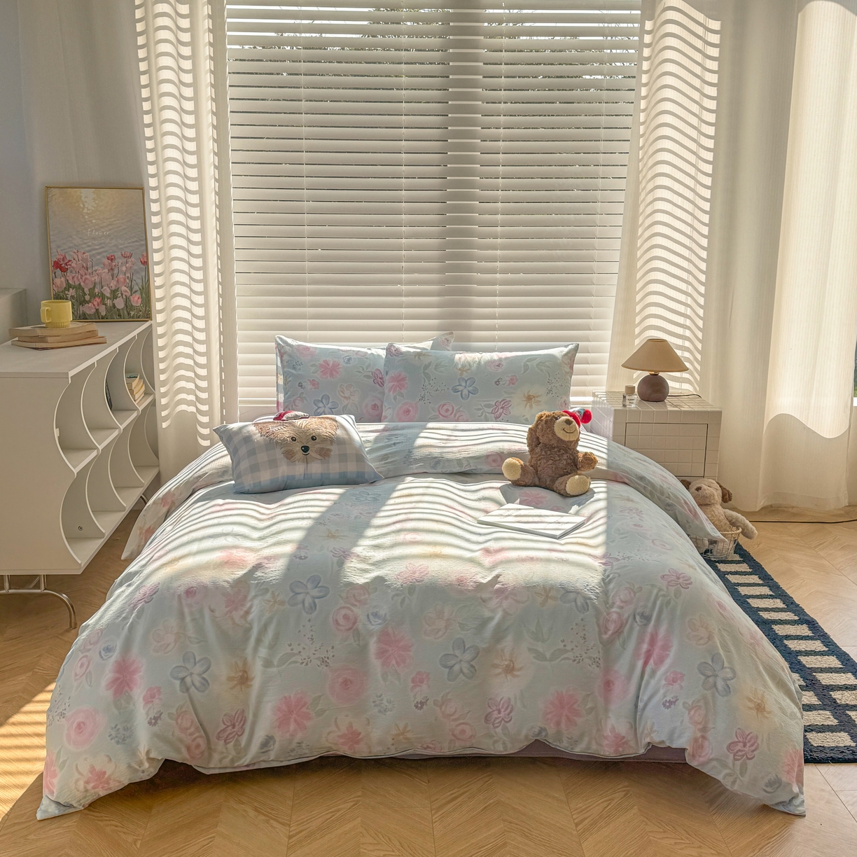 91家纺网 家纺一手货源 找家纺 繁花2025新款学生季第二波木棉水洗棉四件套三件套跑量款 花间醉意