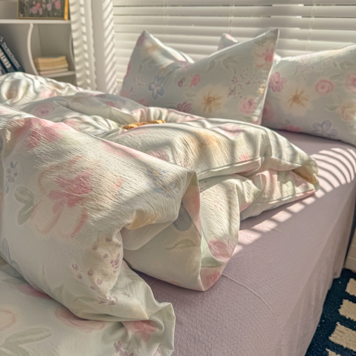 91家纺网 家纺一手货源 找家纺 繁花2025新款学生季第二波木棉水洗棉四件套三件套跑量款 花间醉意