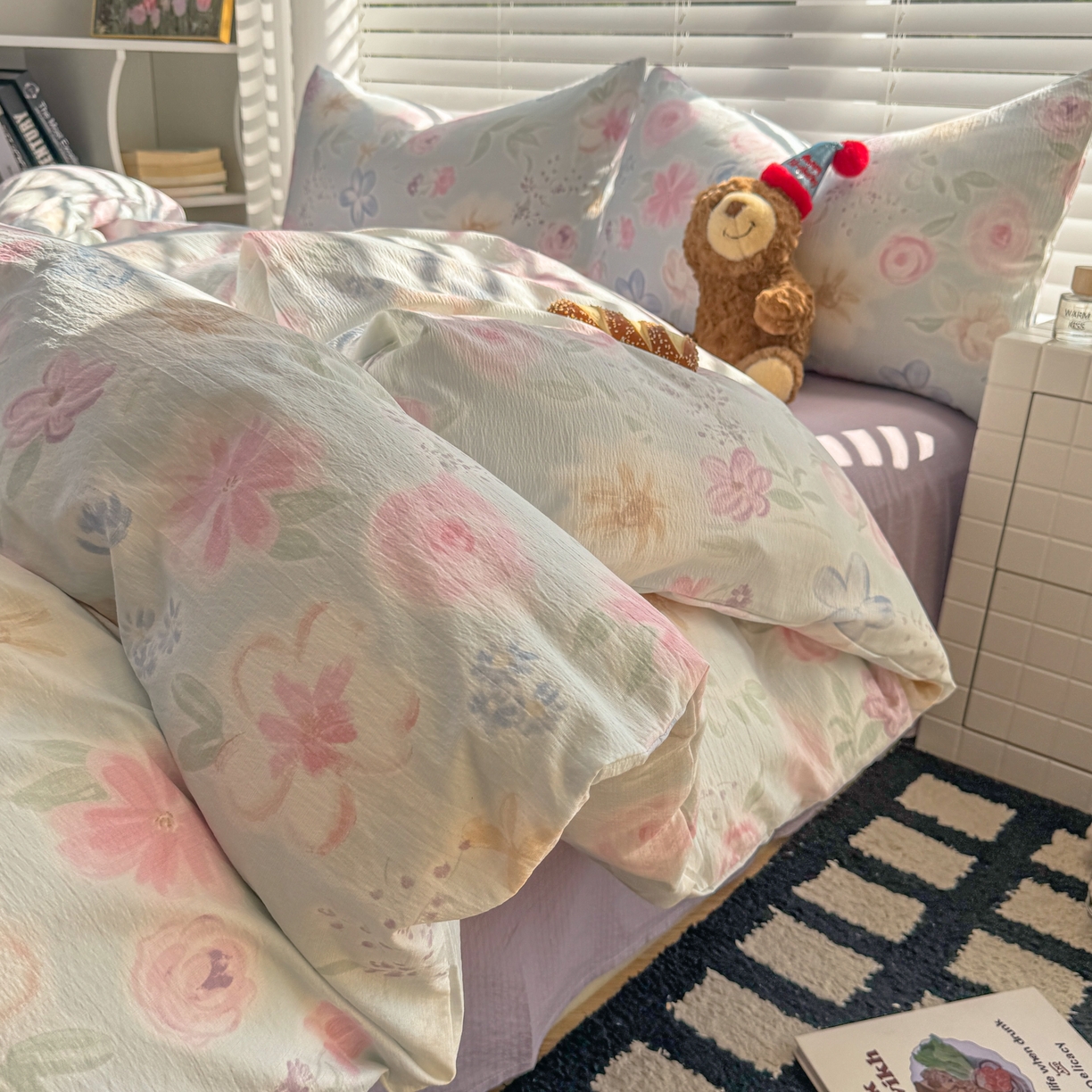 繁花2025新款学生季第二波木棉水洗棉四件套三件套跑量款 花间醉意