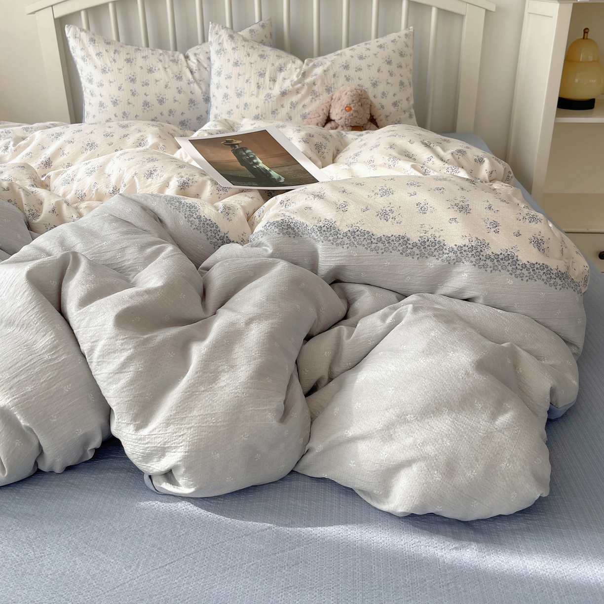 91家纺网 家纺一手货源 找家纺 繁花2025新款学生季第二波木棉水洗棉四件套三件套跑量款 花屿庄园