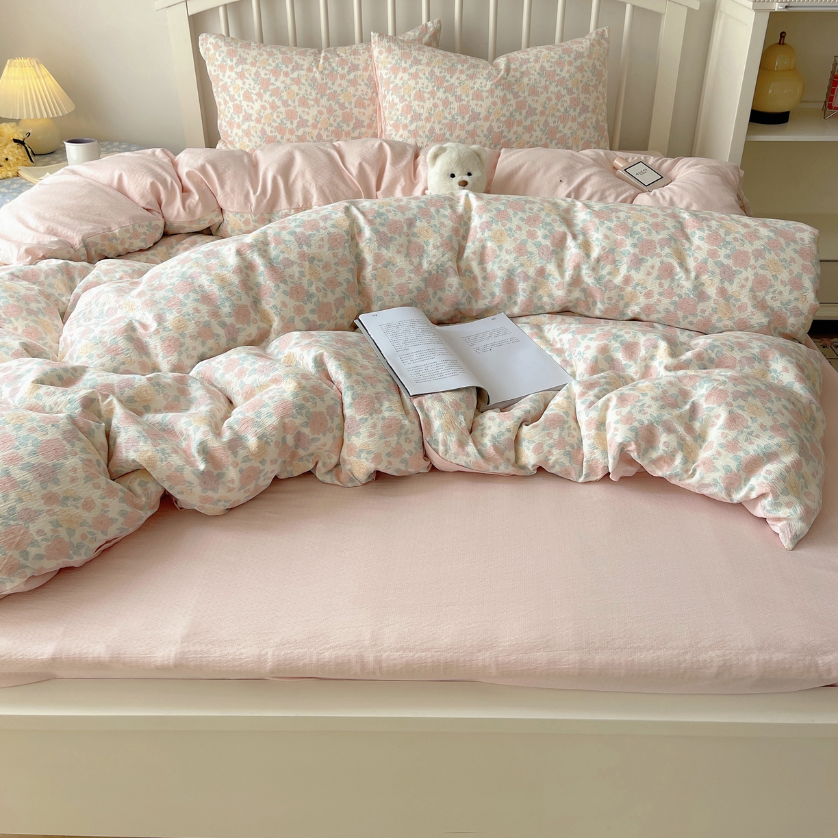 91家纺网 家纺一手货源 找家纺 繁花2025新款学生季第二波木棉水洗棉四件套三件套跑量款 梦里看花