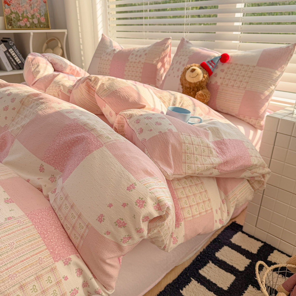 91家纺网 家纺一手货源 找家纺 繁花2025新款学生季第二波木棉水洗棉四件套三件套跑量款 怦然心动