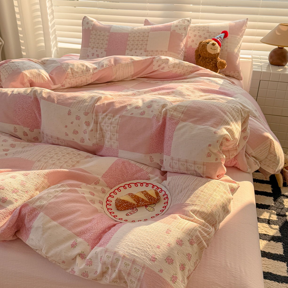 91家纺网 家纺一手货源 找家纺 繁花2025新款学生季第二波木棉水洗棉四件套三件套跑量款 怦然心动