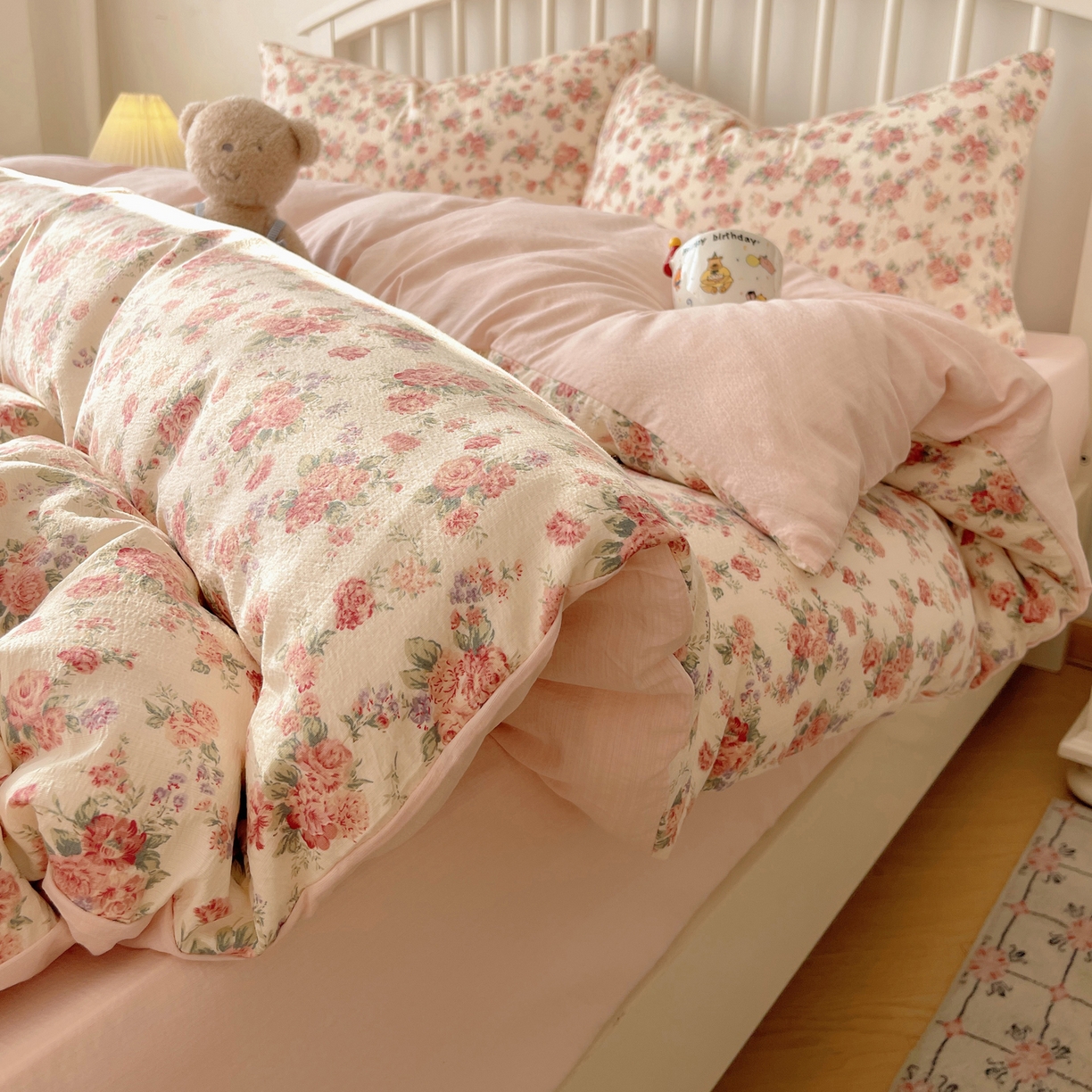 91家纺网 家纺一手货源 找家纺 繁花2025新款学生季第二波木棉水洗棉四件套三件套跑量款 蔷薇岛屿