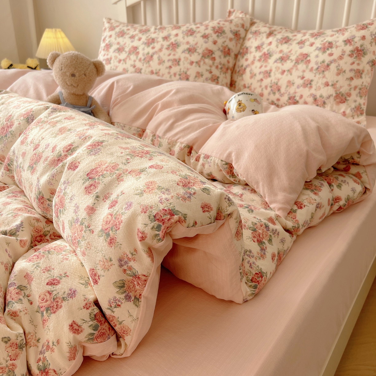 91家纺网 家纺一手货源 找家纺 繁花2025新款学生季第二波木棉水洗棉四件套三件套跑量款 蔷薇岛屿