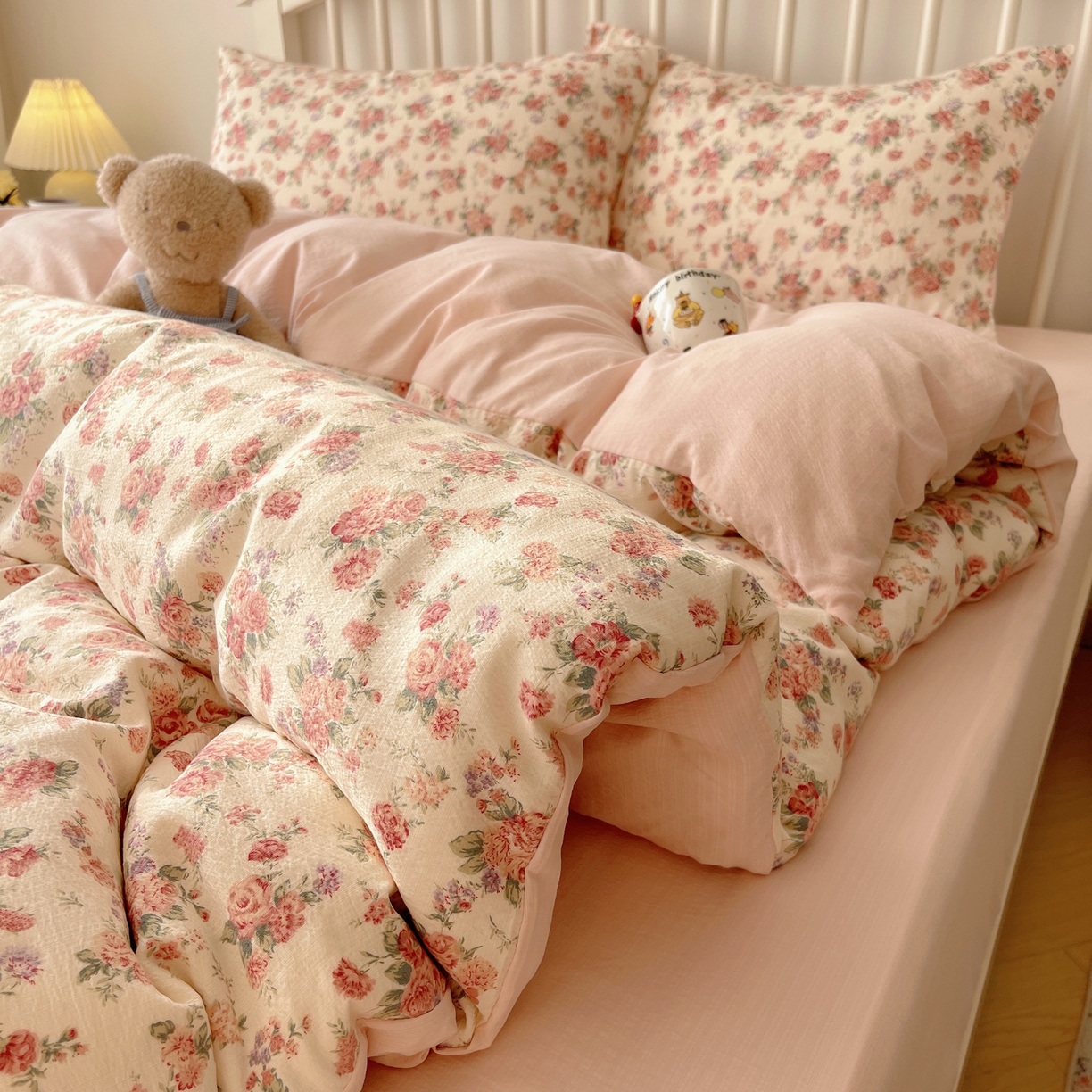 91家纺网 家纺一手货源 找家纺 繁花2025新款学生季第二波木棉水洗棉四件套三件套跑量款 蔷薇岛屿