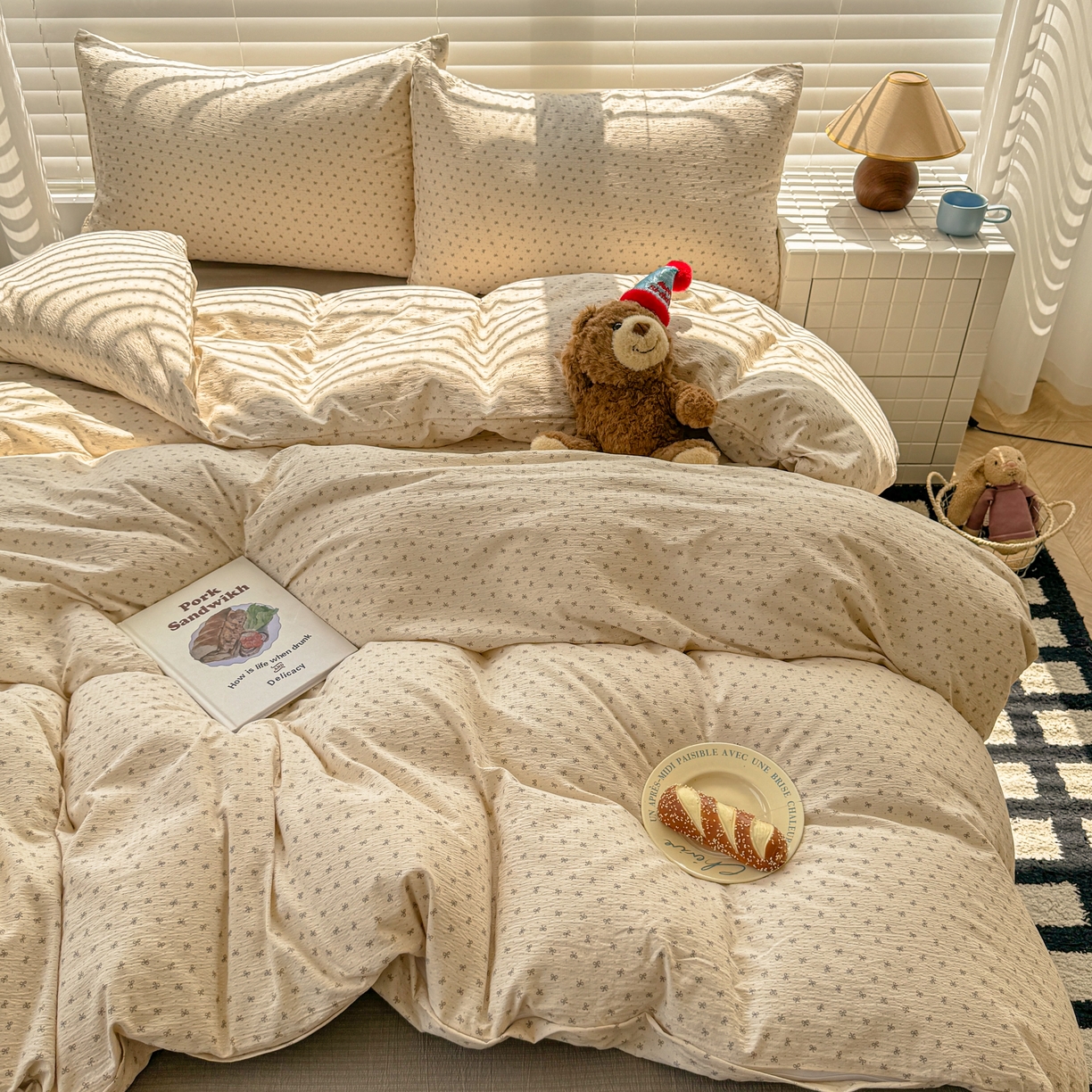 91家纺网 家纺一手货源 找家纺 繁花2025新款学生季第二波木棉水洗棉四件套三件套跑量款 情  书