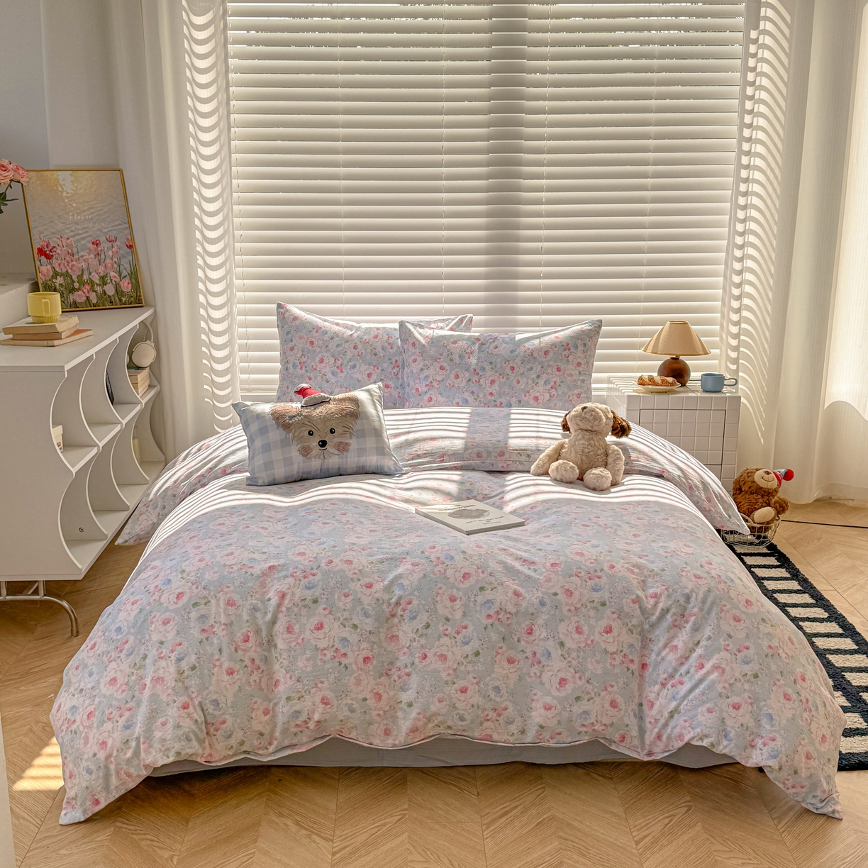 91家纺网 家纺一手货源 找家纺 繁花2025新款学生季第二波木棉水洗棉四件套三件套跑量款 盛夏光荫