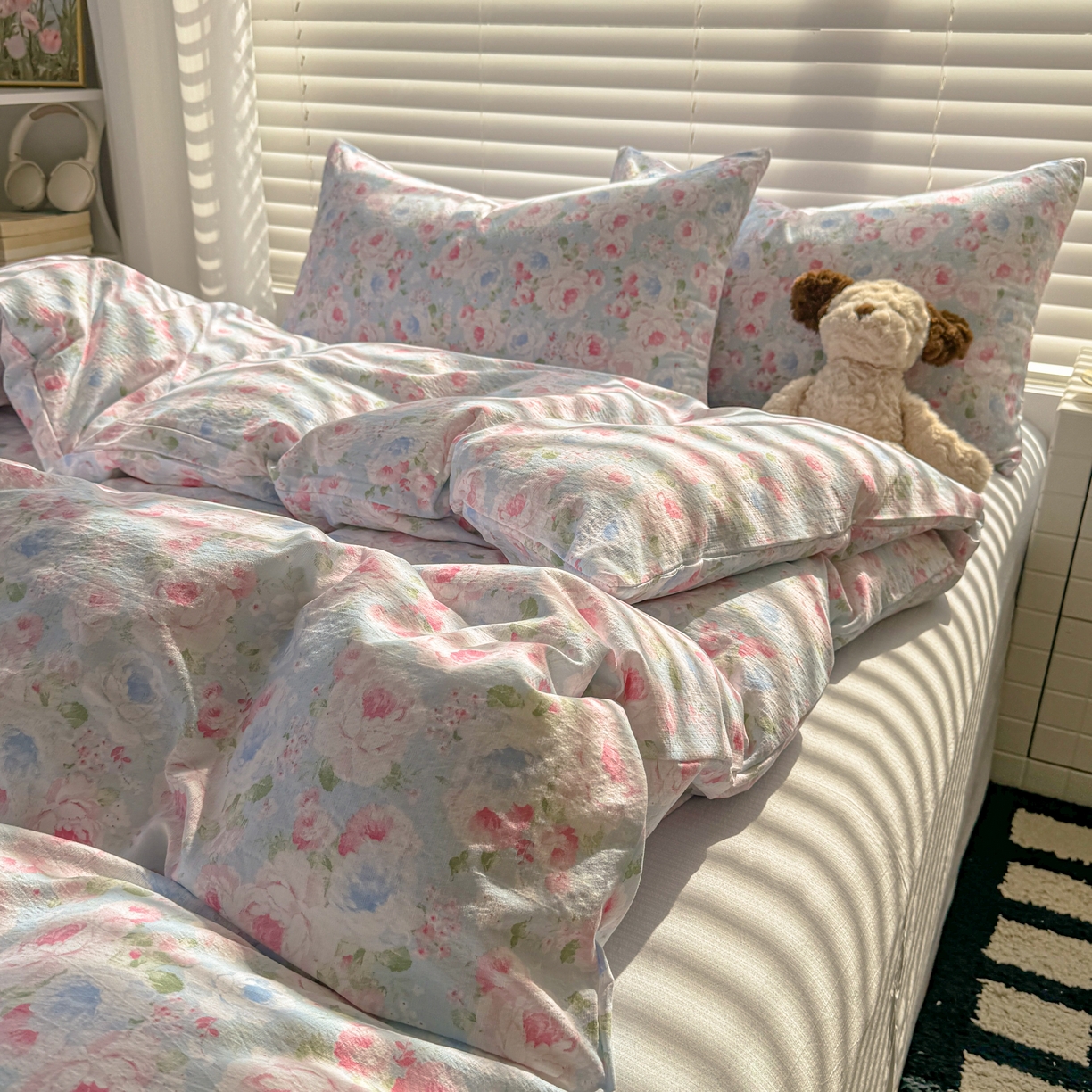 91家纺网 家纺一手货源 找家纺 繁花2025新款学生季第二波木棉水洗棉四件套三件套跑量款 盛夏光荫