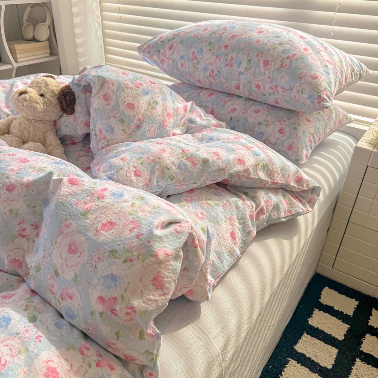 91家纺网 家纺一手货源 找家纺 繁花2025新款学生季第二波木棉水洗棉四件套三件套跑量款 盛夏光荫