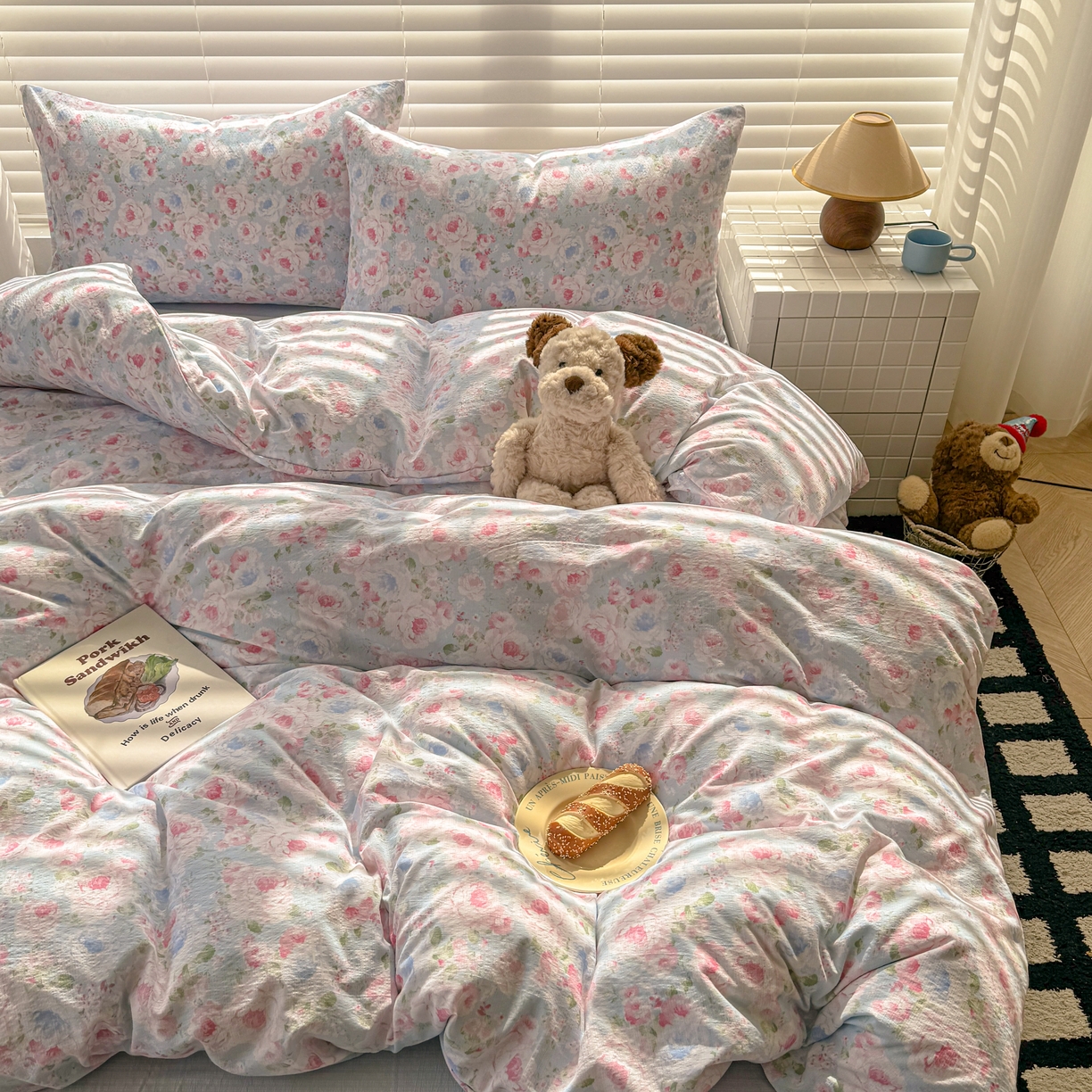 91家纺网 家纺一手货源 找家纺 繁花2025新款学生季第二波木棉水洗棉四件套三件套跑量款 盛夏光荫