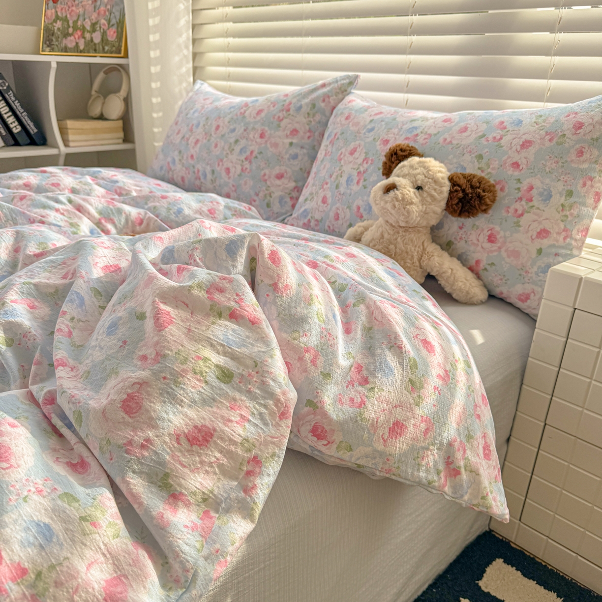 91家纺网 家纺一手货源 找家纺 繁花2025新款学生季第二波木棉水洗棉四件套三件套跑量款 盛夏光荫