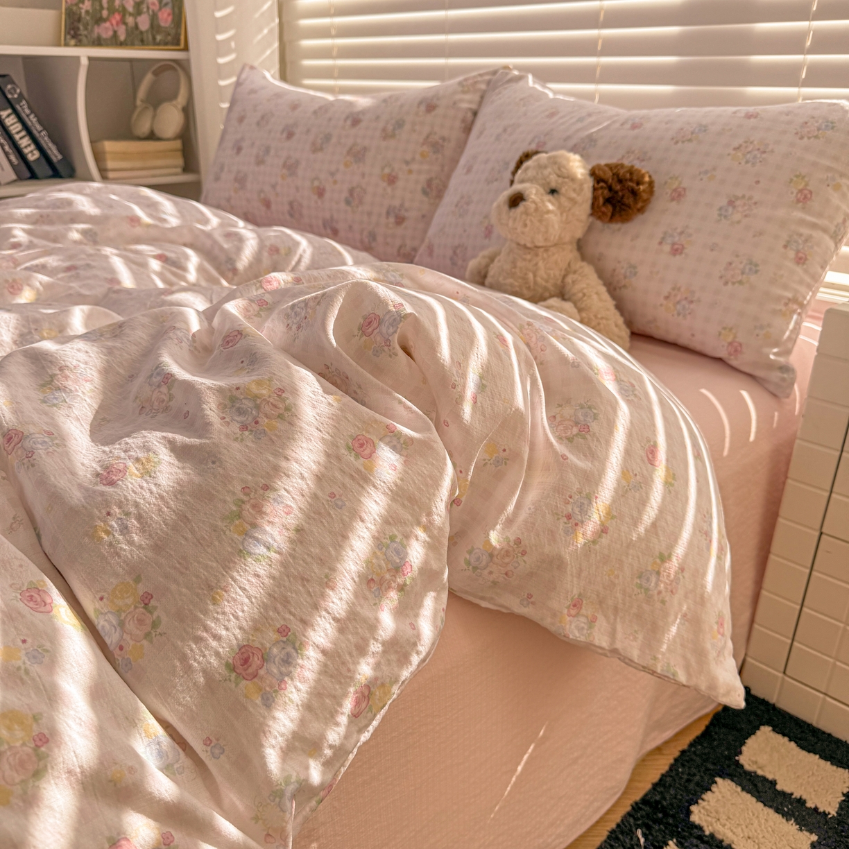 91家纺网 家纺一手货源 找家纺 繁花2025新款学生季第二波木棉水洗棉四件套三件套跑量款 桃之夭夭