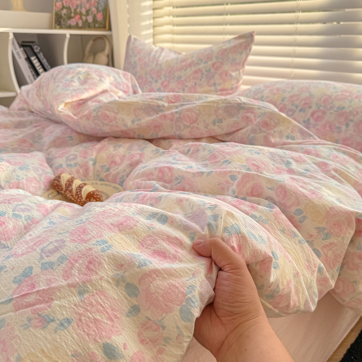 91家纺网 家纺一手货源 找家纺 繁花2025新款学生季第二波木棉水洗棉四件套三件套跑量款 午后花园