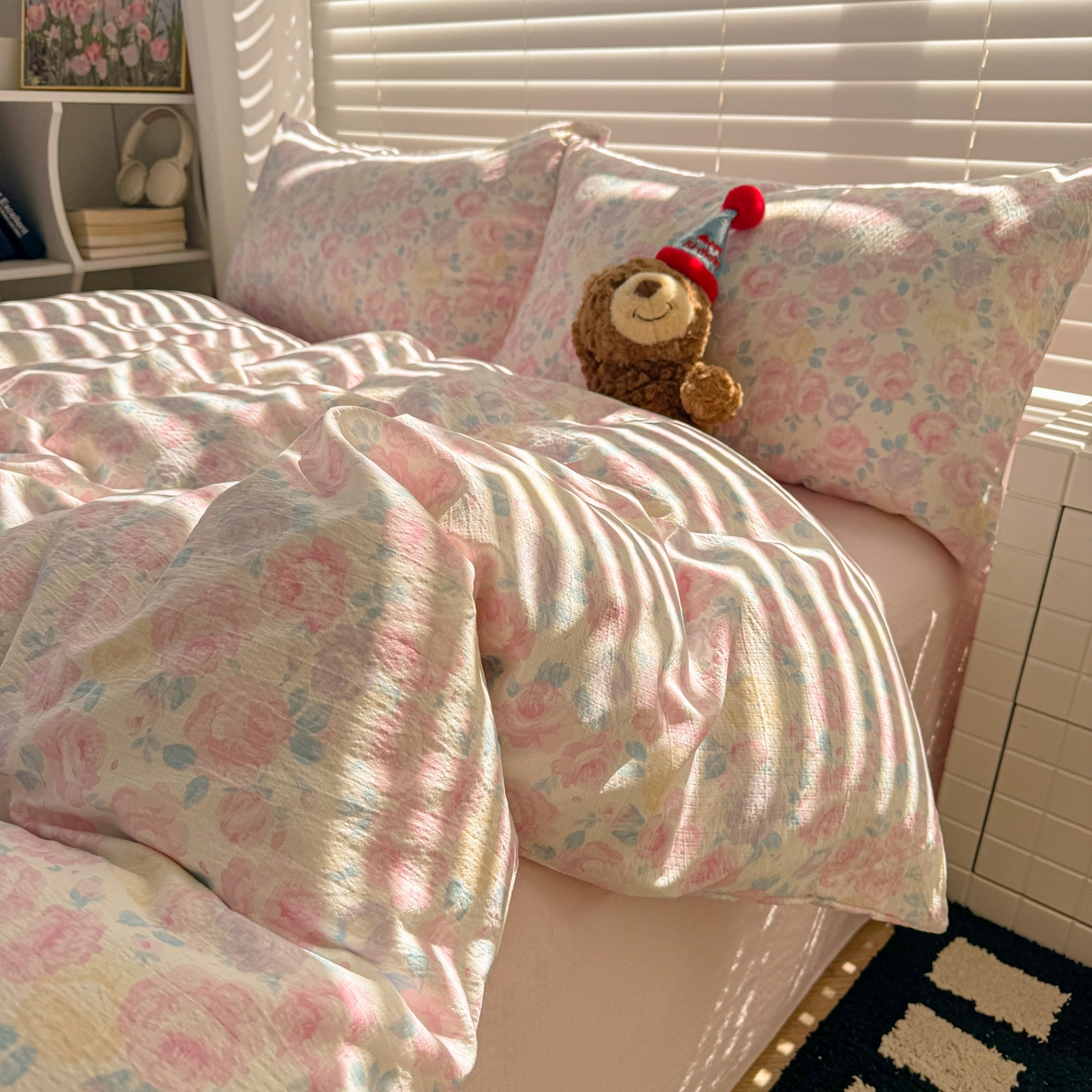 91家纺网 家纺一手货源 找家纺 繁花2025新款学生季第二波木棉水洗棉四件套三件套跑量款 午后花园