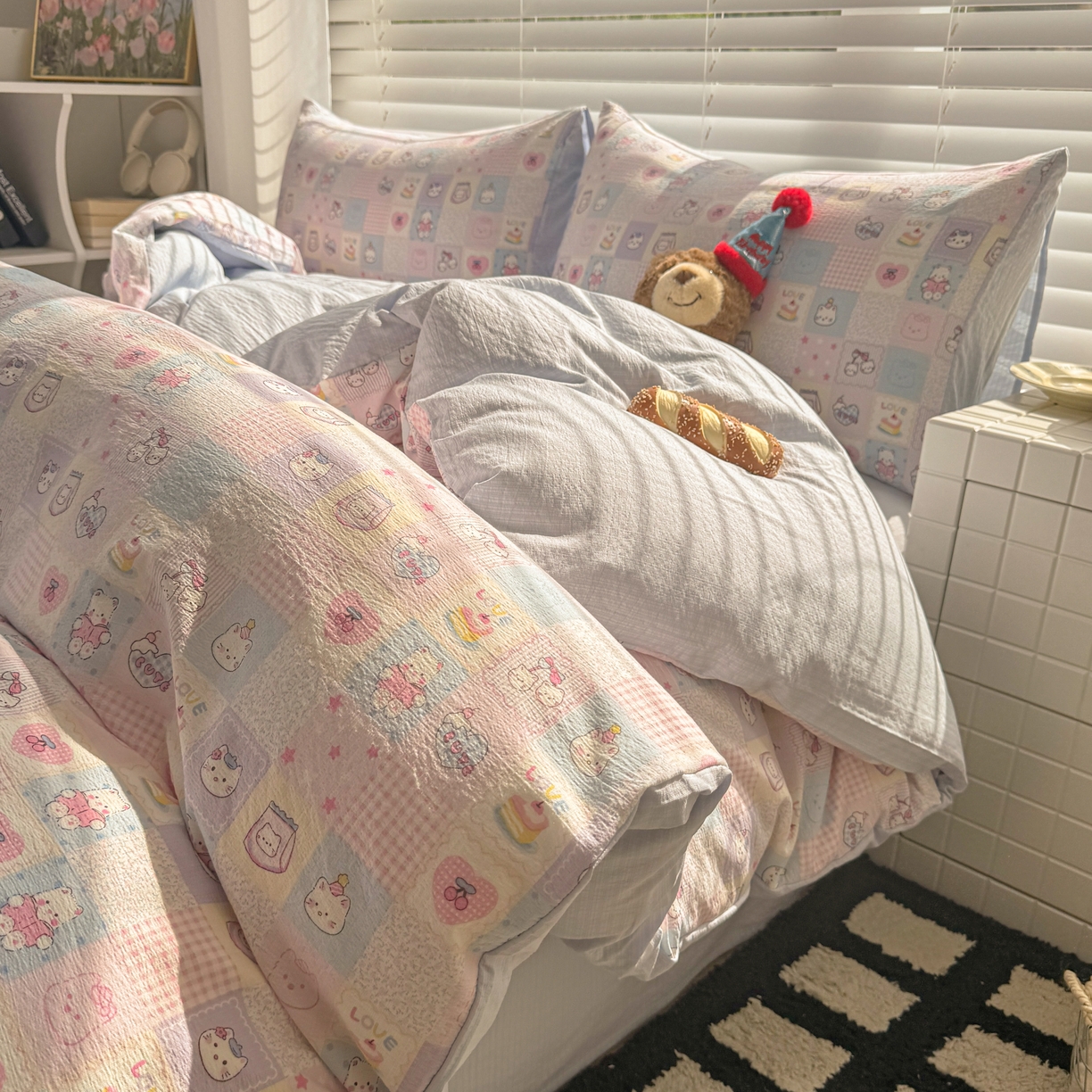 繁花2025新款学生季第二波木棉水洗棉四件套三件套跑量款 小猫集结号