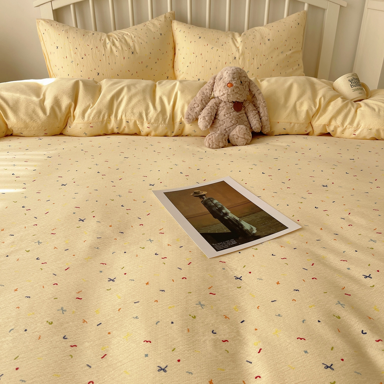 91家纺网 家纺一手货源 找家纺 繁花2025新款学生季第二波木棉水洗棉四件套三件套跑量款 星点舞曲