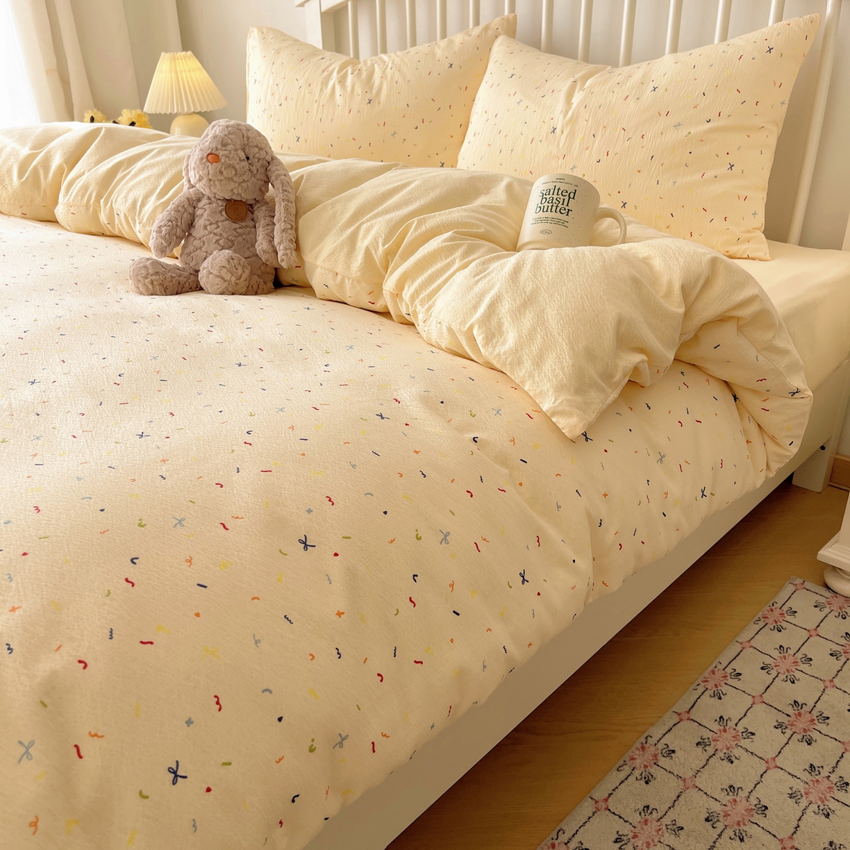 91家纺网 家纺一手货源 找家纺 繁花2025新款学生季第二波木棉水洗棉四件套三件套跑量款 星点舞曲