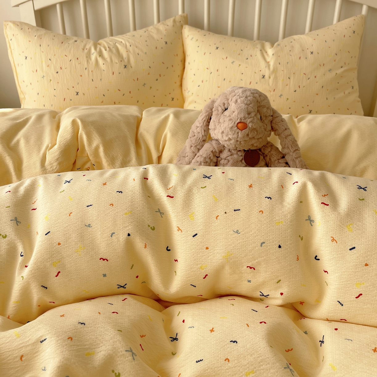 91家纺网 家纺一手货源 找家纺 繁花2025新款学生季第二波木棉水洗棉四件套三件套跑量款 星点舞曲