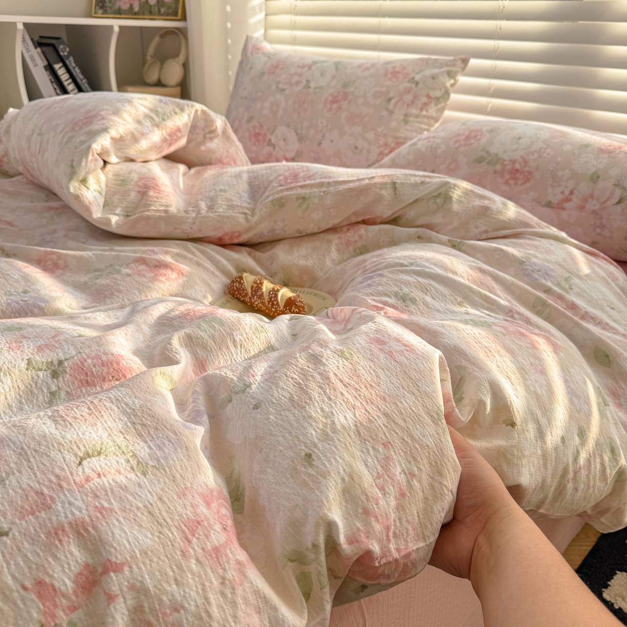 91家纺网 家纺一手货源 找家纺 繁花2025新款学生季第二波木棉水洗棉四件套三件套跑量款 一速白茶