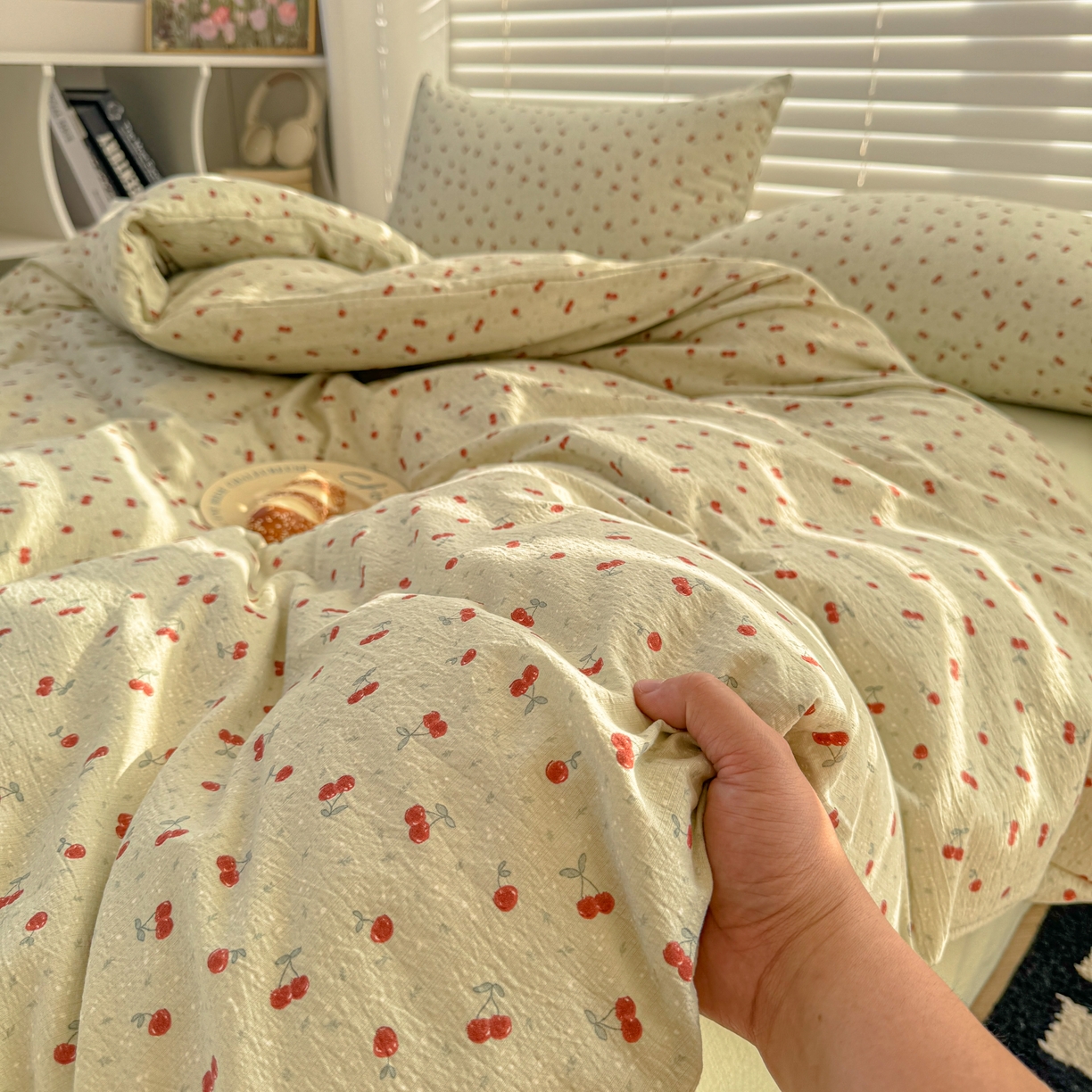 91家纺网 家纺一手货源 找家纺 繁花2025新款学生季第二波木棉水洗棉四件套三件套跑量款 樱桃酱