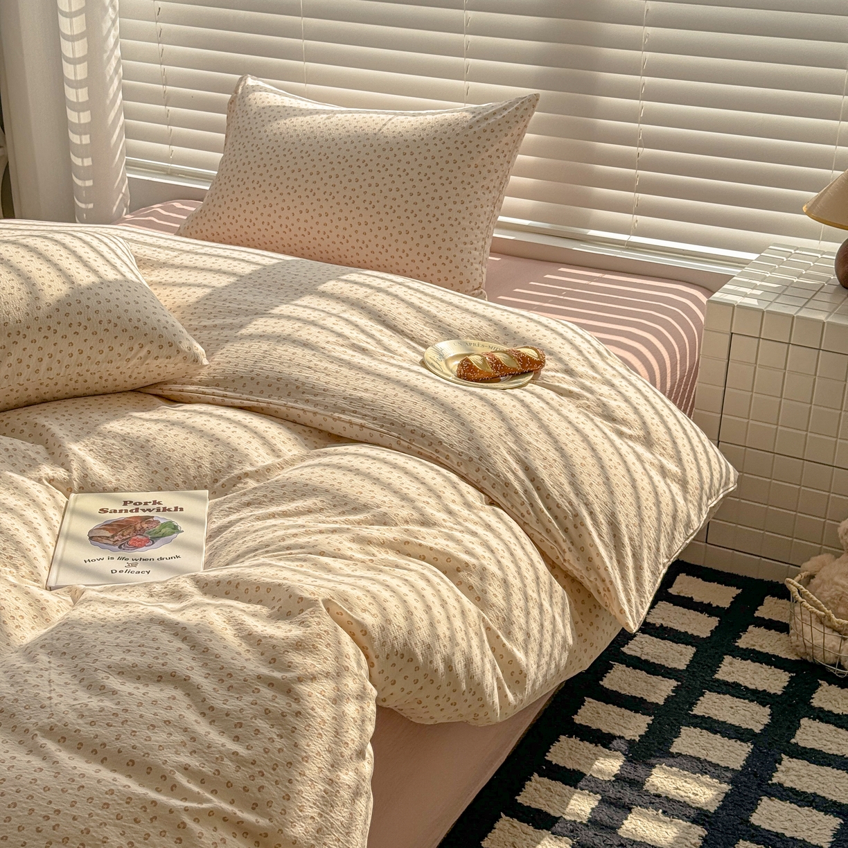 91家纺网 家纺一手货源 找家纺 繁花2025新款学生季第二波木棉水洗棉四件套三件套跑量款 尤加利