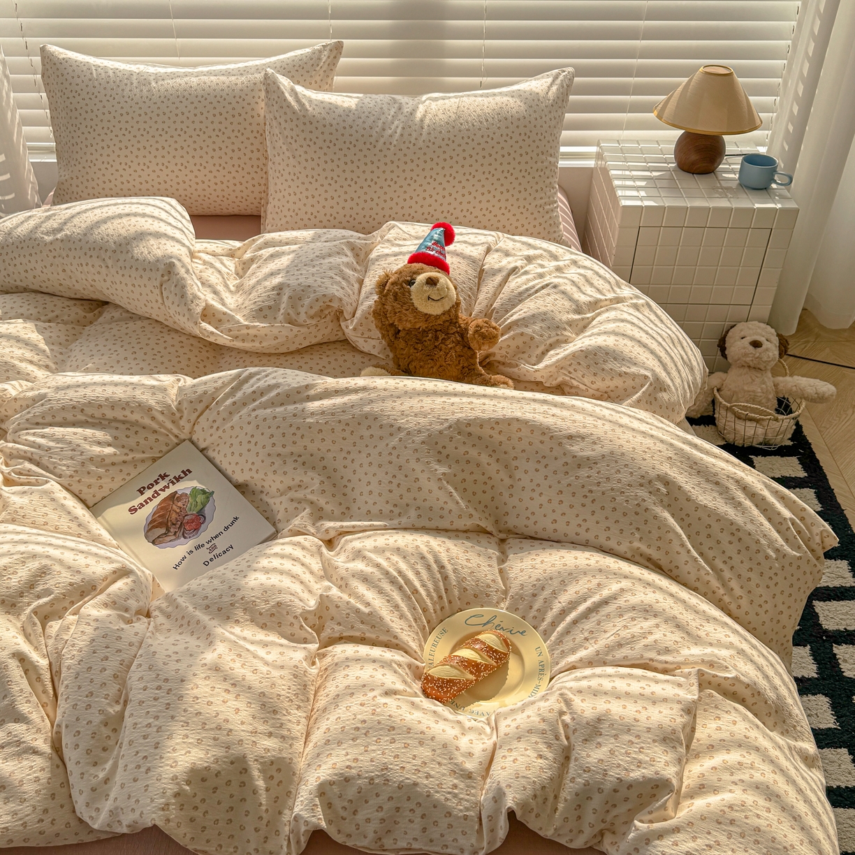 91家纺网 家纺一手货源 找家纺 繁花2025新款学生季第二波木棉水洗棉四件套三件套跑量款 尤加利