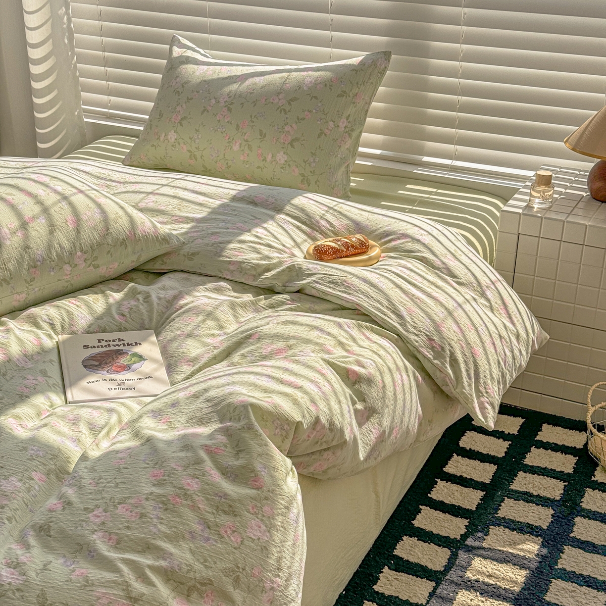 91家纺网 家纺一手货源 找家纺 繁花2025新款学生季第二波木棉水洗棉四件套三件套跑量款 雨棠灼春