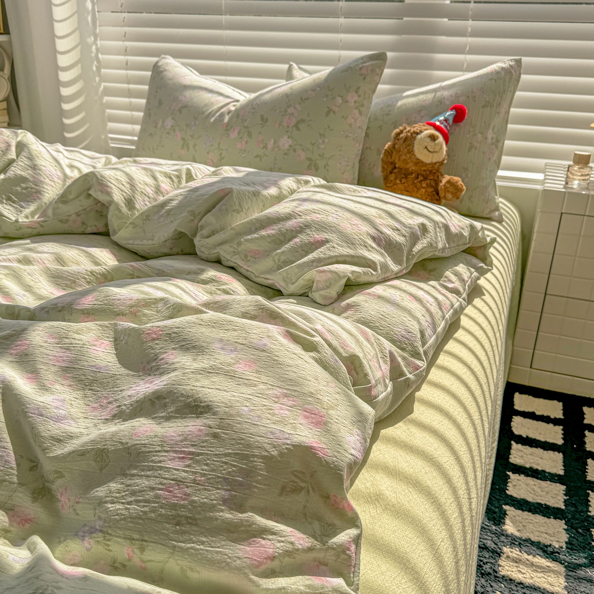 91家纺网 家纺一手货源 找家纺 繁花2025新款学生季第二波木棉水洗棉四件套三件套跑量款 雨棠灼春