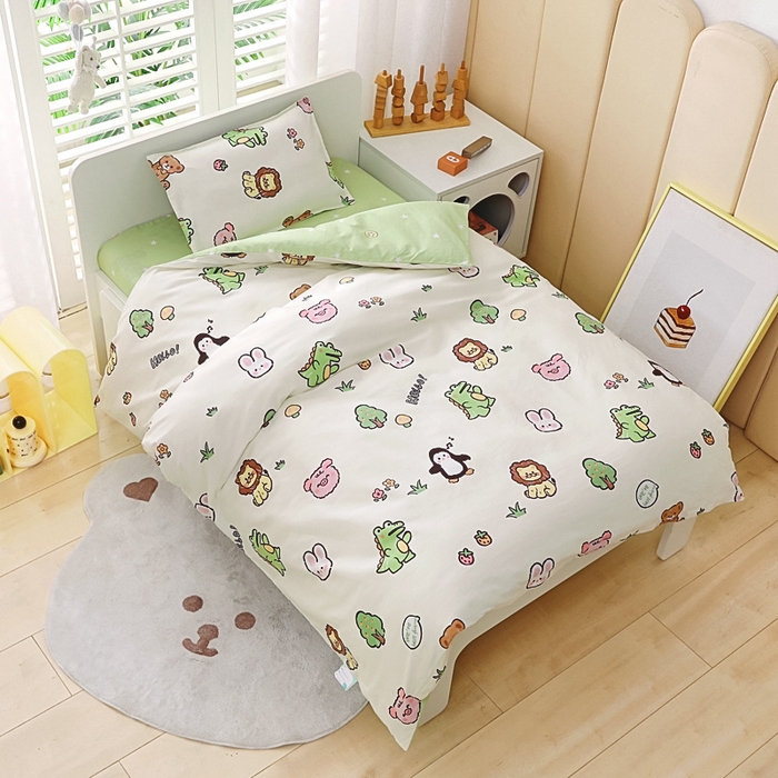 91家纺网 家纺一手货源 找家纺 鱼宝2026新款全棉幼儿园套件--萌趣系列 动物派对