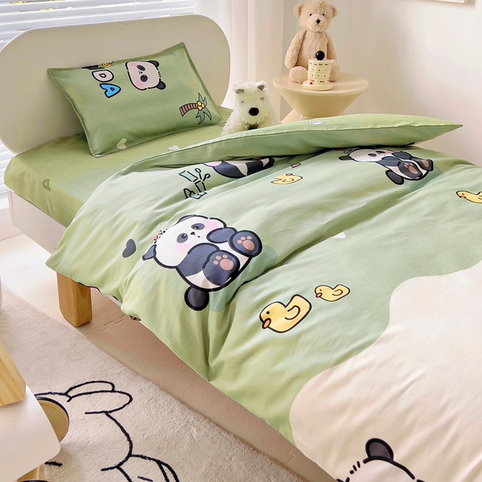 91家纺网 家纺一手货源 找家纺 鱼宝2026新款全棉幼儿园套件--萌趣系列 功夫熊猫