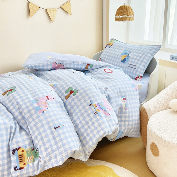 91家纺网 家纺一手货源 找家纺 鱼宝2026新款全棉幼儿园套件--萌趣系列 恐龙家族