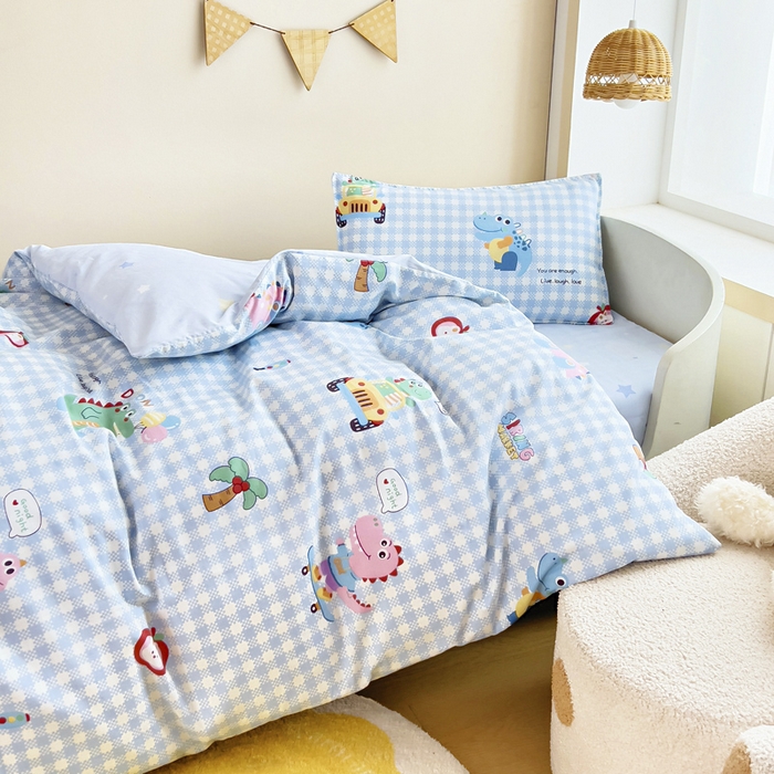 91家纺网 家纺一手货源 找家纺 鱼宝2026新款全棉幼儿园套件--萌趣系列 恐龙家族