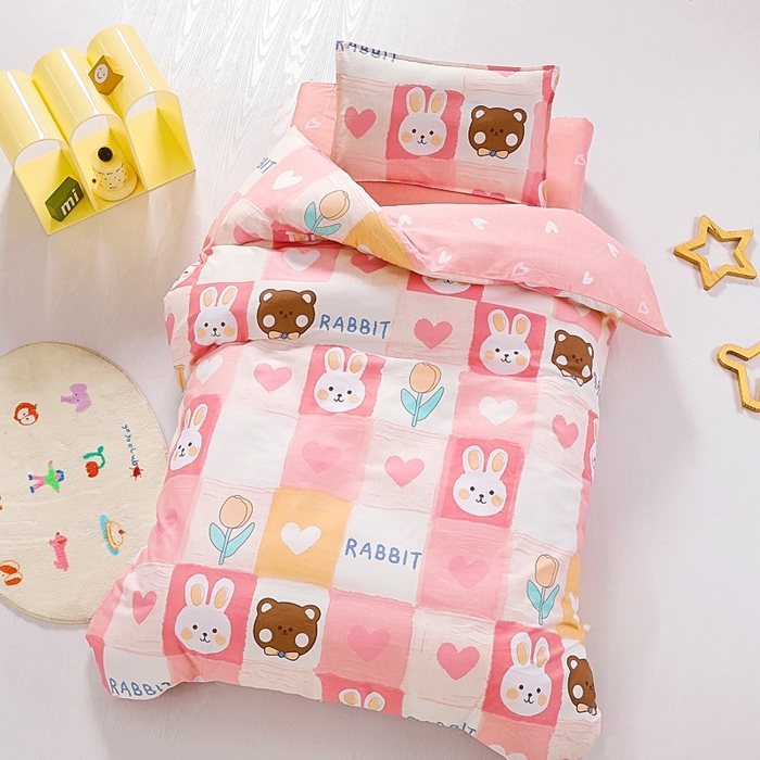 91家纺网 家纺一手货源 找家纺 鱼宝2026新款全棉幼儿园套件--萌趣系列 奶油兔