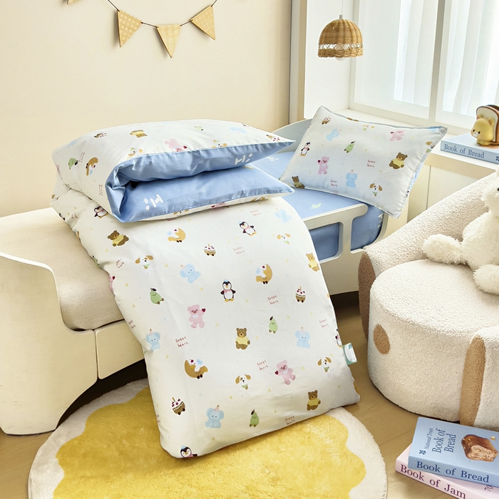 91家纺网 家纺一手货源 找家纺 鱼宝2026新款全棉幼儿园套件--萌趣系列 企鹅宝宝