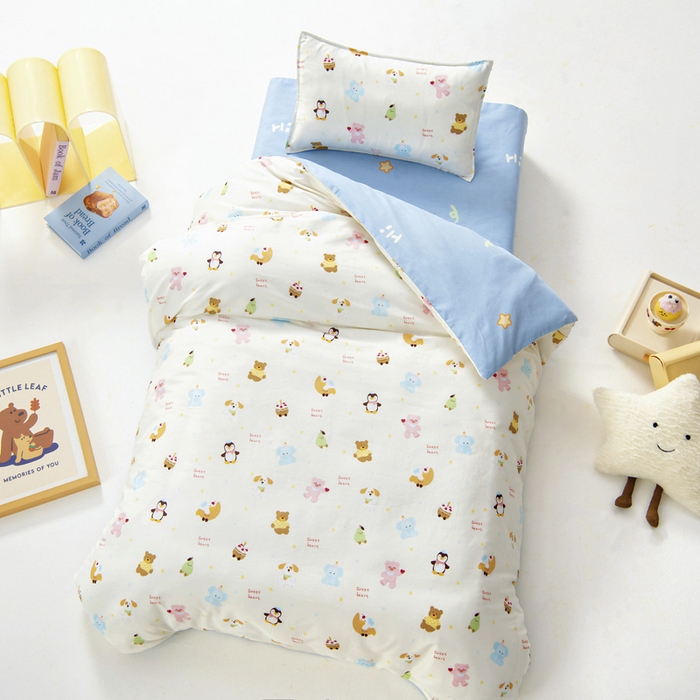 91家纺网 家纺一手货源 找家纺 鱼宝2026新款全棉幼儿园套件--萌趣系列 企鹅宝宝