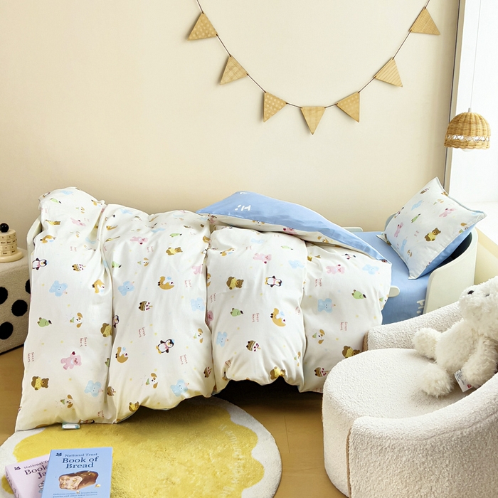 91家纺网 家纺一手货源 找家纺 鱼宝2026新款全棉幼儿园套件--萌趣系列 企鹅宝宝