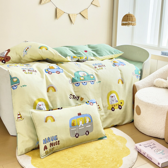 91家纺网 家纺一手货源 找家纺 鱼宝2026新款全棉幼儿园套件--萌趣系列 汽车乐园