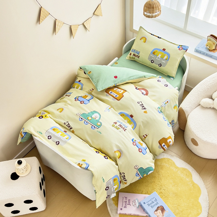 91家纺网 家纺一手货源 找家纺 鱼宝2026新款全棉幼儿园套件--萌趣系列 汽车乐园