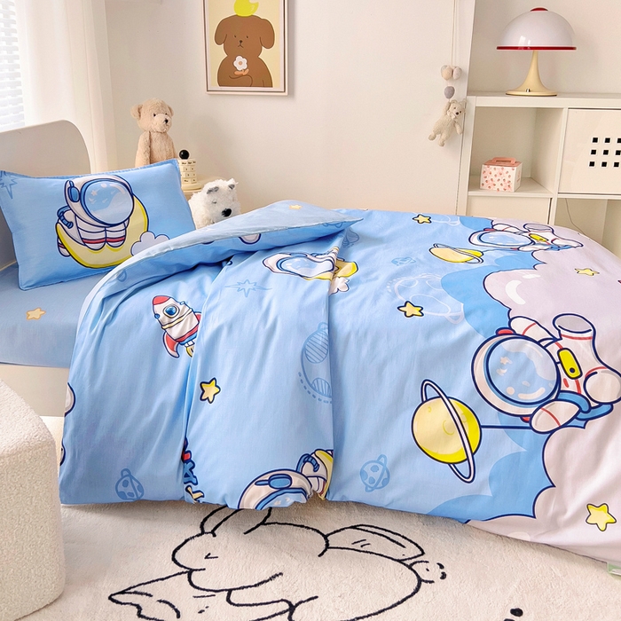 91家纺网 家纺一手货源 找家纺 鱼宝2026新款全棉幼儿园套件--萌趣系列 探索星球