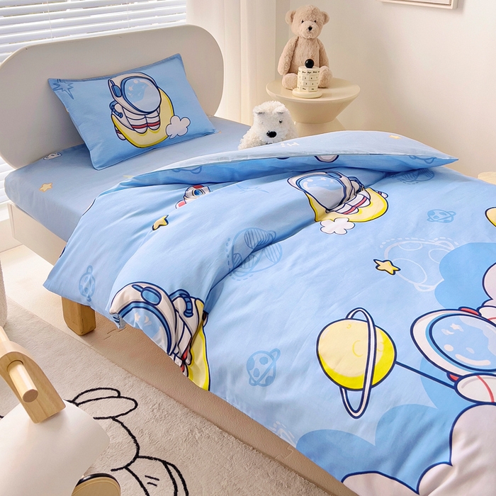 91家纺网 家纺一手货源 找家纺 鱼宝2026新款全棉幼儿园套件--萌趣系列 探索星球