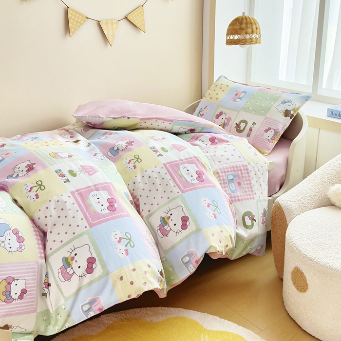 91家纺网 家纺一手货源 找家纺 鱼宝2026新款全棉幼儿园套件--萌趣系列 甜心猫咪