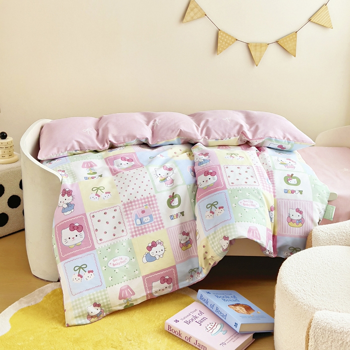 91家纺网 家纺一手货源 找家纺 鱼宝2026新款全棉幼儿园套件--萌趣系列 甜心猫咪